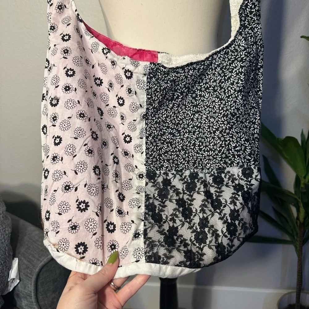 Handmade Patchwork Black and Pink Women's Bag